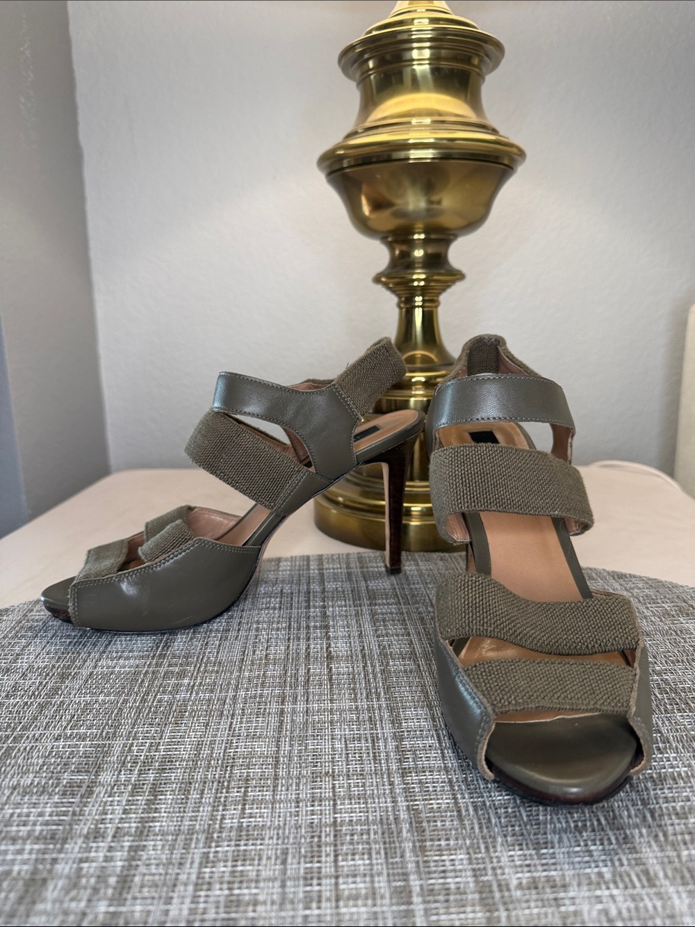 Ann Taylor Olive Green Strappy High Heel Sandals
